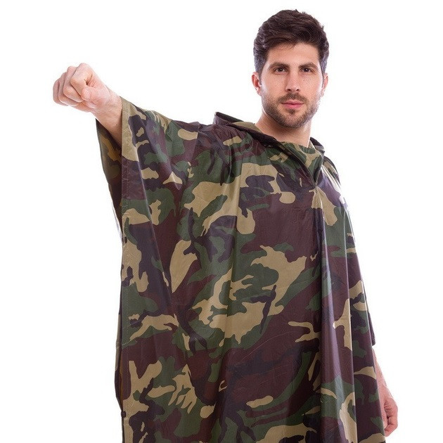 Дождевик-плащ-палатка универсальная нейлоновая с капюшоном для туризма, рыбалки и охоты Винница - изображение 4