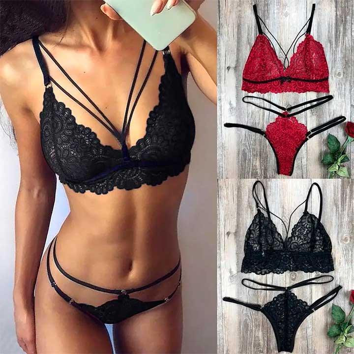 Откровенный кружевной комплект черный - S-M – Эротическое бельё Винница - изображение 2