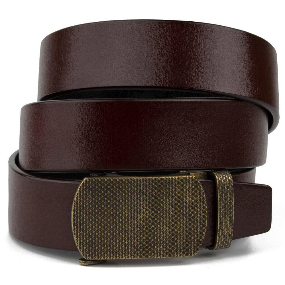 Ремень мужской с зернистой пряжкой автомат Vintage 20273 Коричневый Киев - изображение 1