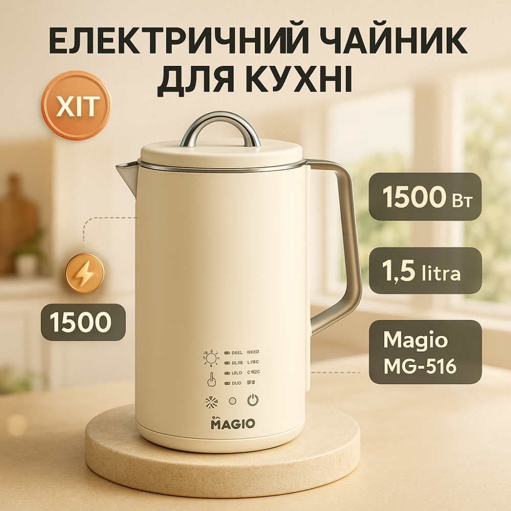 Якісні електрочайник Magio MG-516 1.5л 1500Вт, Безшумний чайник, Чайник зі свистком WZ-53 Львів - фото 15