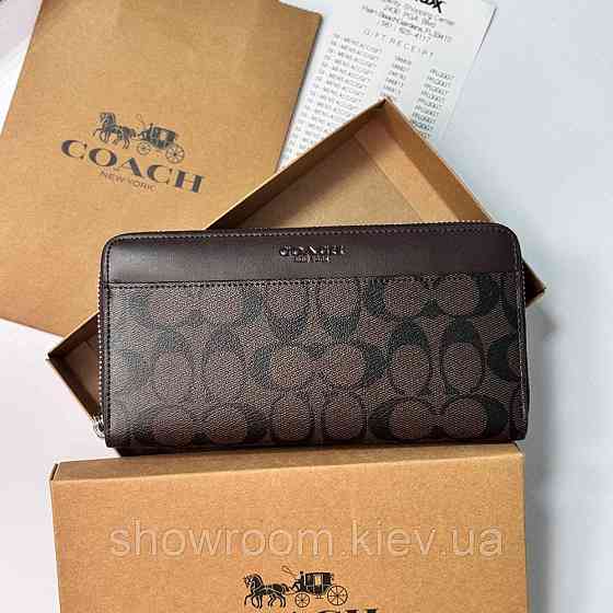 Брендовый кошелек на молнии Coach (1380) brown Киев