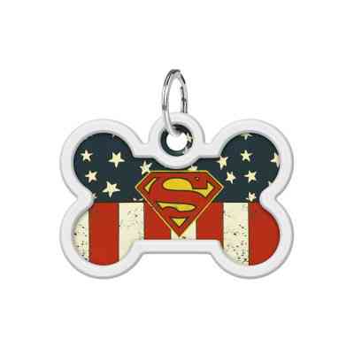 Адресник для животных WAUDOG Smart ID с QR паспортом "Супермен Америка" кость 40х28 мм (0640-1010) Винница