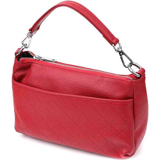 Жіноча шкіряна сумка з двома зручними ремінцями Червоний (Vintage) Київ