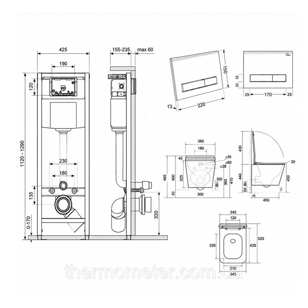 Готове рішення Qtap для ванної кімнати: підвісний унітаз Tern Ultra Quiet 525x345x360 + комплект інсталяції Nest 4 в 1 (лінійна Київ - фото 16