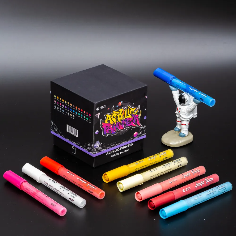 Маркери акрилові STA для малювання, преміум якість, набір 8 кольорів, універсальні для скла, дерева, ткани та кераміки Кам'янець-Подільський - фото 6