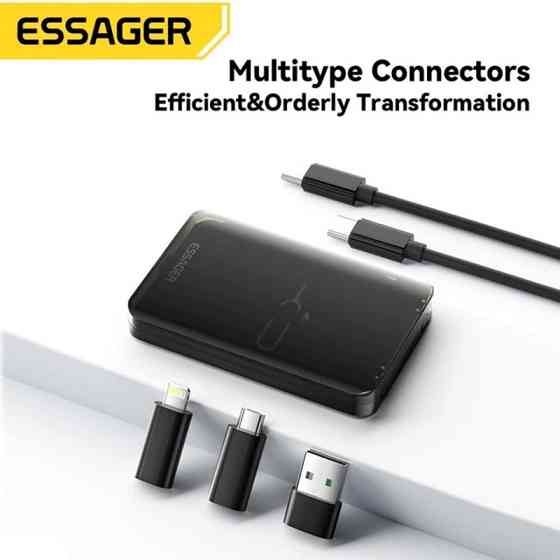 Кабель Essager ECJHZ-JH01-P Type-C to Type-C + набір адаптерів (Чорний, 0.28м) Николаев