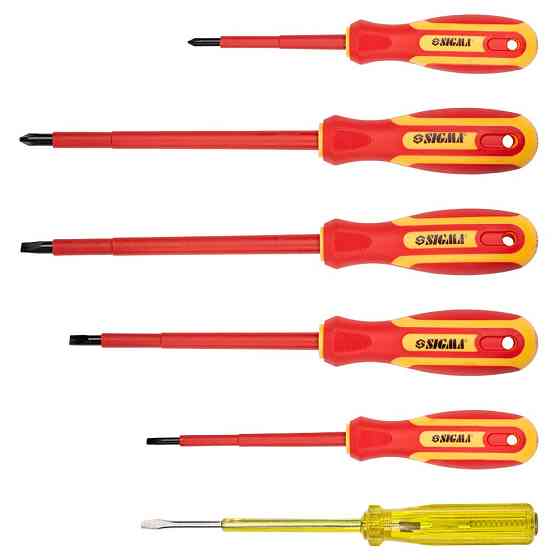Набор отверток диэлектрических 5шт + отвертка-индикатор 250В CrV SIGMA (4001071) Ровно