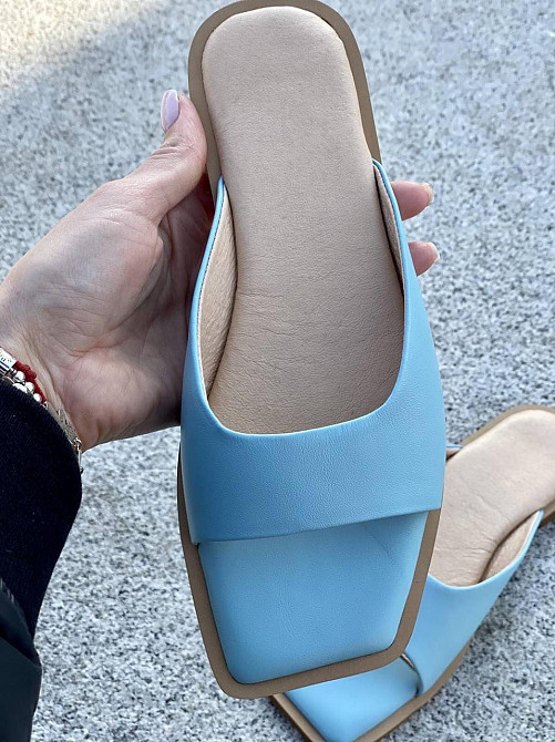 VIFEST Шльопанці жіночі з натуральної шкіри на плоскій підошві блакитні літні VIFEST 2016 р. 36 Коломыя - изображение 2