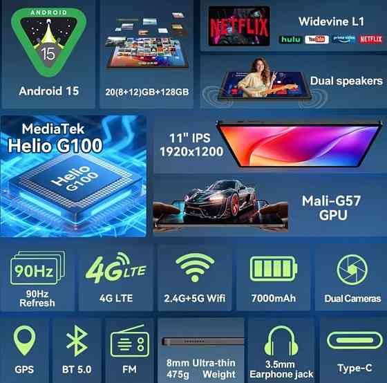 Планшет BNCF 11 дюймов Helio g100 Киев