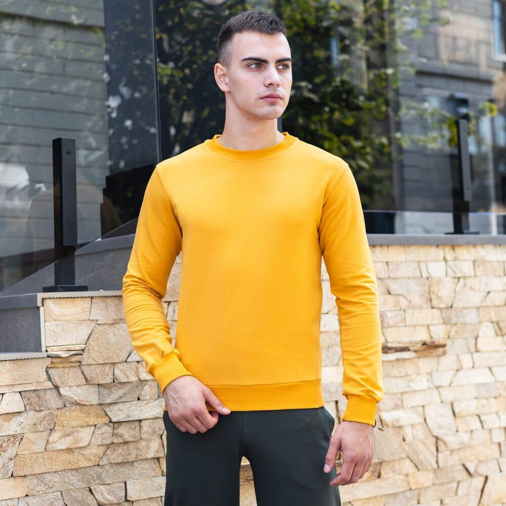 Світшот чоловічий однотонний жовтий Pobedov 001 Київ - фото 7