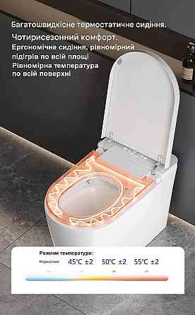 Розумний унітаз-біде 9006A з українським голосовим помічником, автопіною Bubble Shield 360°, УФ-стерилізацією, LED-дисплеєм та Київ