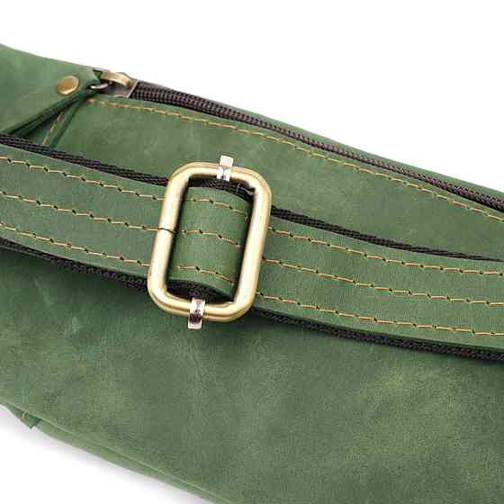 Модная сумка-бананка для мужчин из натуральной винтажной кожи Shvigel 23124 Зеленый Киев