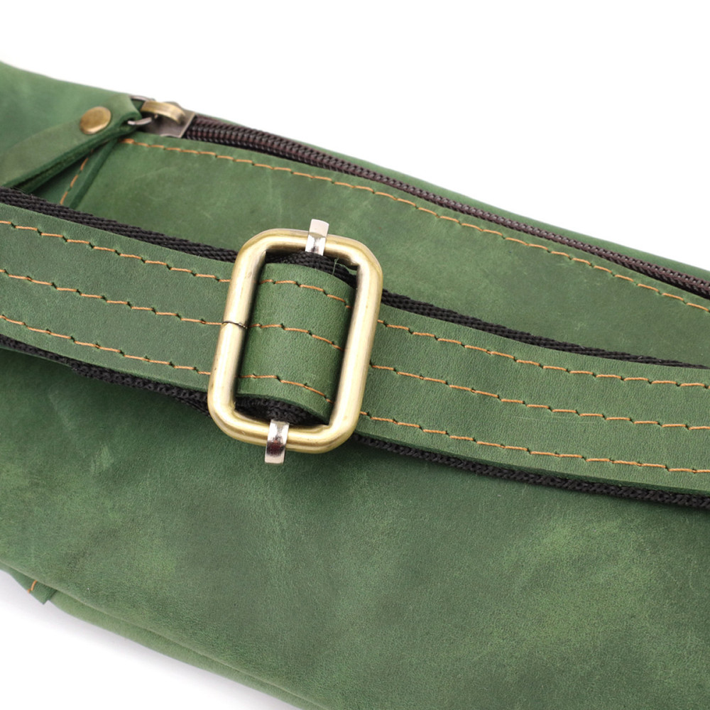 Модна сумка-бананка для чоловіків з натуральної vintage шкіри Shvigel 23124 Зелений Київ - фото 6