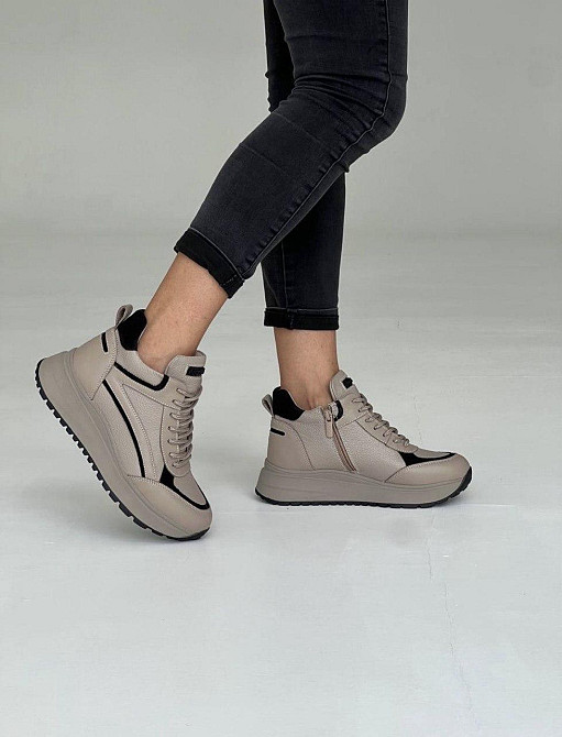 Arcoboletto Черевики жіночі Arcoboletto 50 капучіно/чорні (зима, шкіра+замша натуральна) (5297) Коломия - фото 2