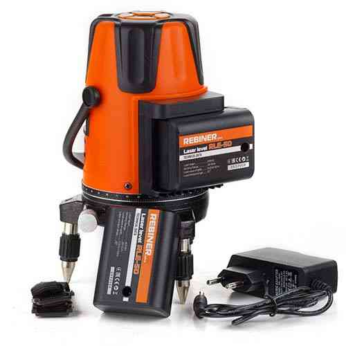 Лазерний рівень Rebiner RLE-5D (5 променів, зелений діод, акумулятори в комплекті) — Гарантія 36 міс, Литва Львів