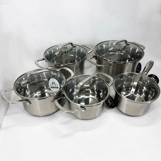 Набор высоких кастрюль 10, Кастрюли с прозрачными крышками, Набор кастрюль с антипригарным дном LU-50 Львов - изображение 6