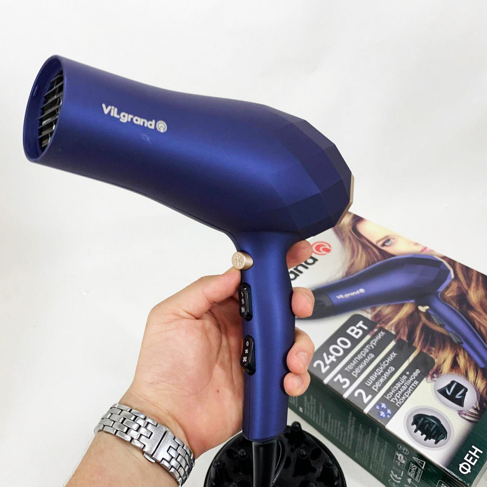Електрофен для волосся VILGRAND VHD 2424TI 2400 Вт, Фен з режимом захисту волосся, Домашній фен EM-94 Київ - фото 2