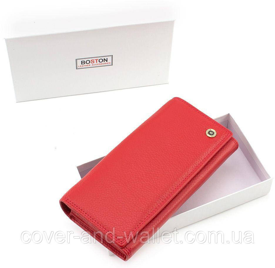 Красный женский кошелек из натуральной кожи с монетницей внутри Boston Киев - изображение 9