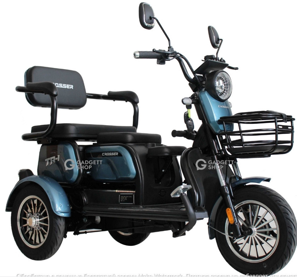 Електроскутер триколісний Crosser TR1 PRO (1200ВТ 72В 24Ah) - Синий. Харьков - изображение 8