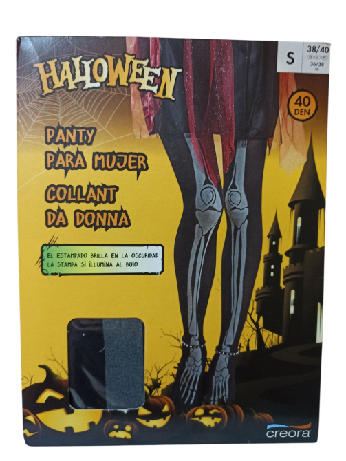 Колготки жіночі Скелет принт світяться в темряві на Хелловін 40 den Італія розмір S 38-40 Creora чорний Київ - фото 4
