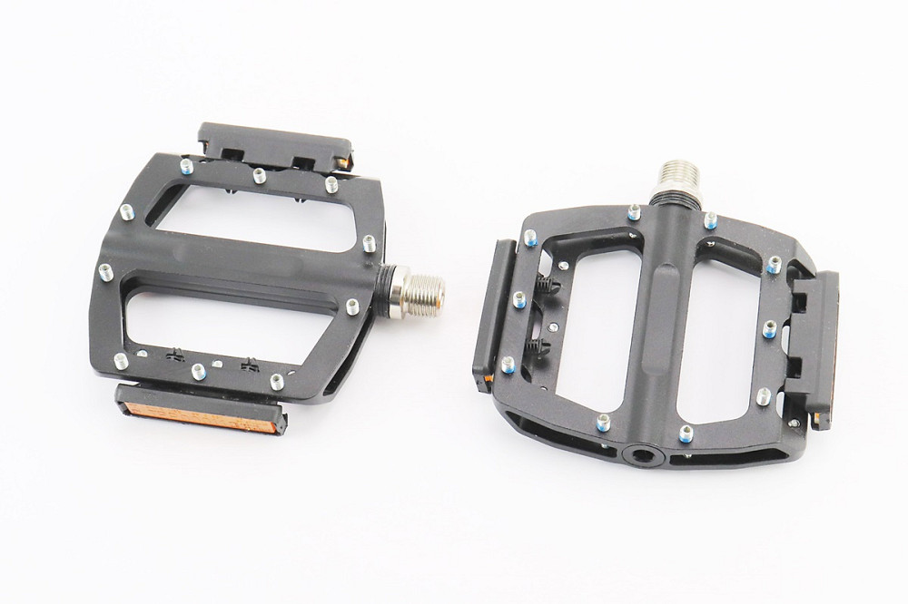 Педалі MTB широкі 9/16" (101x98x16mm) зі знімними шипами, 2 пром-підшипники (6*13*5), алюмінієві, чорні NWL-506B Киев - изображение 1
