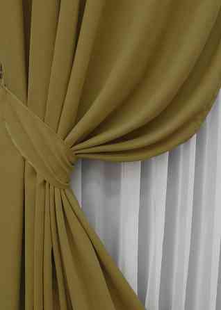 Комплект готовых штор VR-Textil Микровелюр Petek № 1514ш Горчичный 150х290 см 2 шт (33-0382) Киев