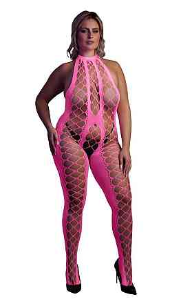 Бодистокинг - Ouch! Bodystocking With Halterneck Pink, XL/4XL Sex Aura Киев