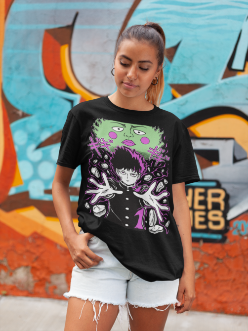 Футболка з аніме принтом Моб Псйкхо Каст Аніме оверсайз (S/M/L) Чорний AnimeJ0606 Дніпро - фото 3