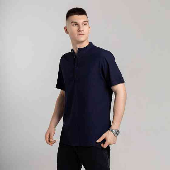 Чоловіча сорочка з коротким рукавом темно-синя Pobedov Molodist' Київ