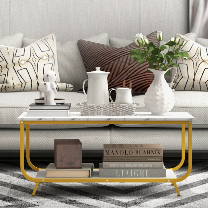 Журнальний столик Costway Marble білий маленький сучасний з дсп у вітальню журнальні столи столики Київ - фото 6