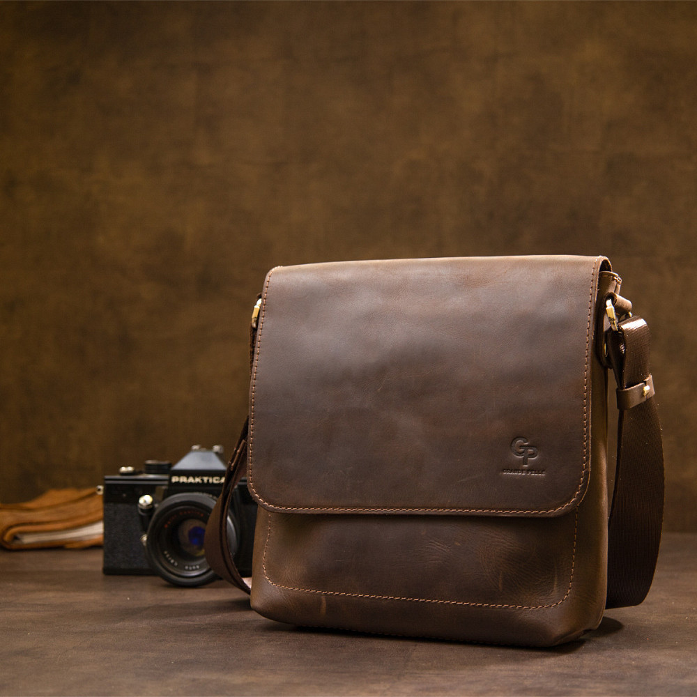 Мужская сумка-мессенджер GRANDE PELLE 11432 Коричневый Киев - изображение 9