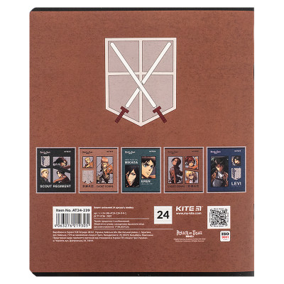 Зошит Kite Attack on Titan, 24 аркуші, лінія (AT24-239) Вінниця - фото 7