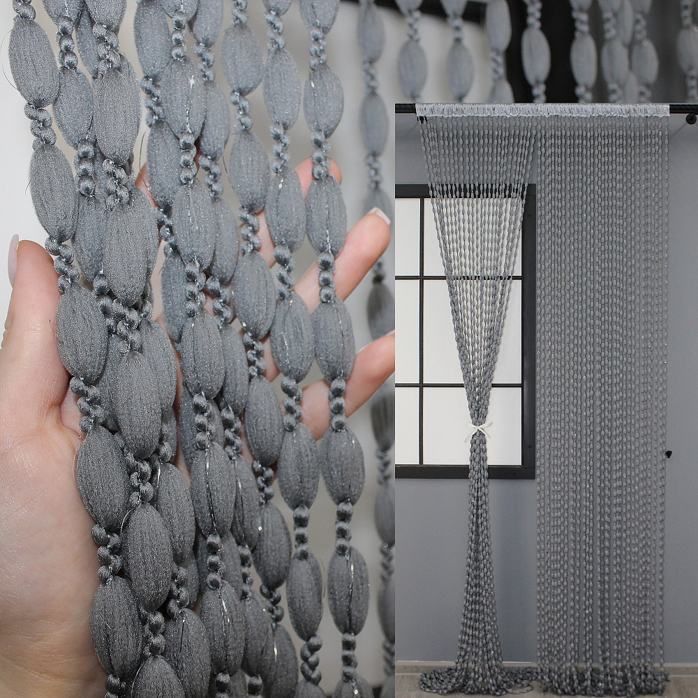 Штори-нитки "Шиніл" з люрексом Темно-сірий 300х300см 1 шт (61-040) Київ - фото 1