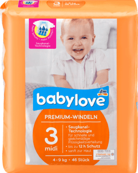 ПРЕМІУМ ДЕТСКІ ПІДГУЗНИКИ BABYLOVE 3 MIDI 4-9KG, 46 ШТ, (ГЕРМІЯ) Львів
