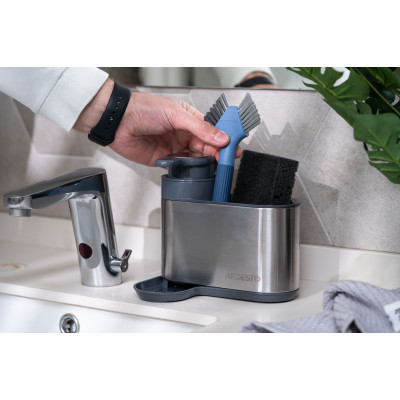 Дозатор для рідкого мила Ardesto Minimalism Органайзер для миючих засобів Сірий (ARHB3102GS) Вінниця - фото 8