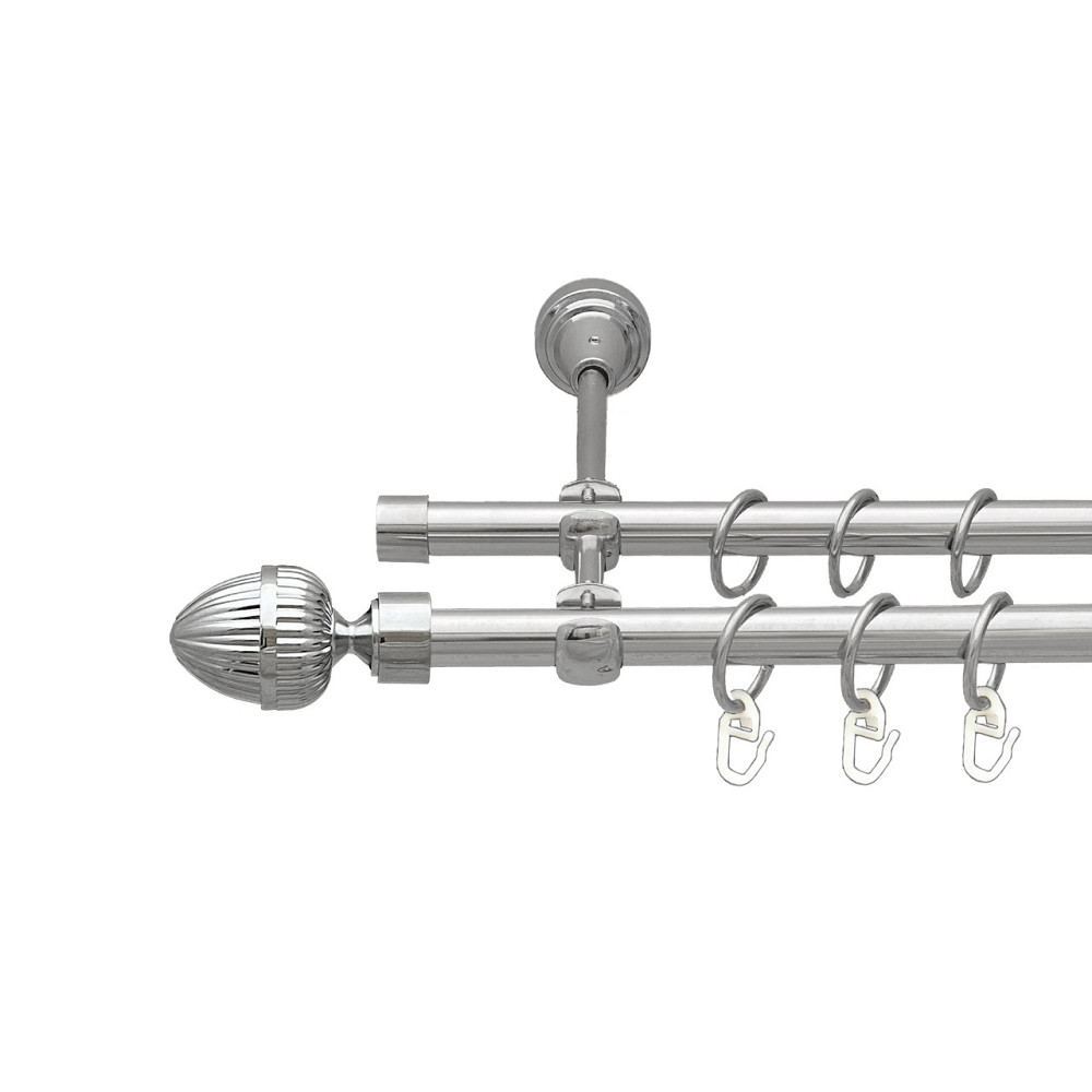 Карниз Orvit Одеон металевий дворядний відкритий Хром 16\16 мм 200 см (7387766) Львов - изображение 1