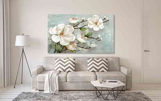 Картина холст в гостиную / спальню  Білі квіти   MLP_117 80x120 см Киев