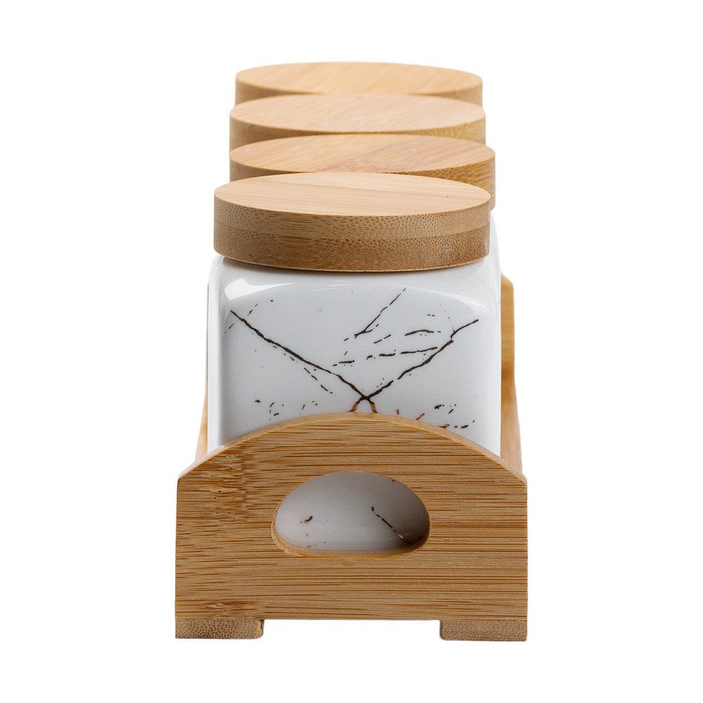 Набір для сипучих продуктів 4 штуки по 300 мл на бамбуковій підставці HP1210 Київ - фото 5