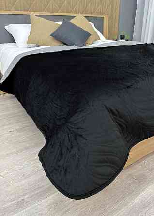 Покрывало стеганое Decorator Велюр листья 150х220 см черный (85-031) Киев