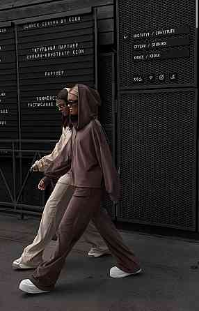 Женский прогулочный костюм двойка: кофта и штаны из плюшевого велюра Бежевый, 46/48 Одесса