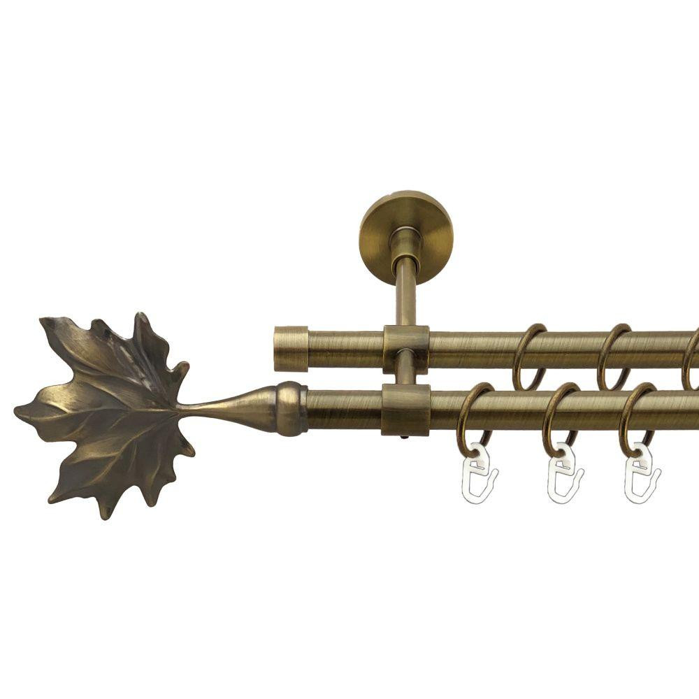 Карниз Orvit Клен металевий дворядний закритий гладка труба кільце металеве Антик 16\16 мм 240 см (00-00017061) Львів - фото 1