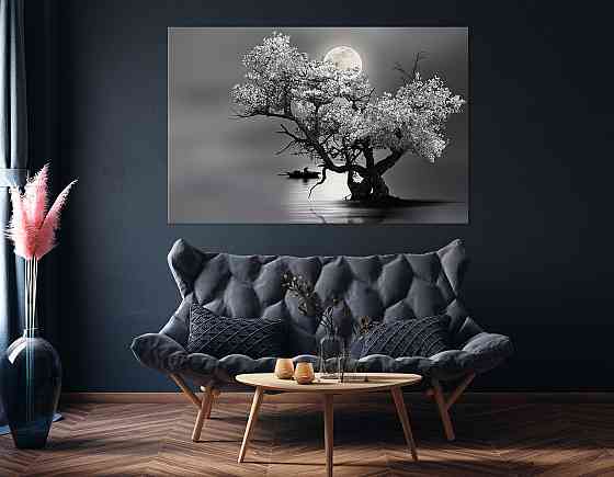 Картина холст у вітальню / спальню Дерево в місяці     MLP_23  ( 60х30см ) 80x120 см Київ