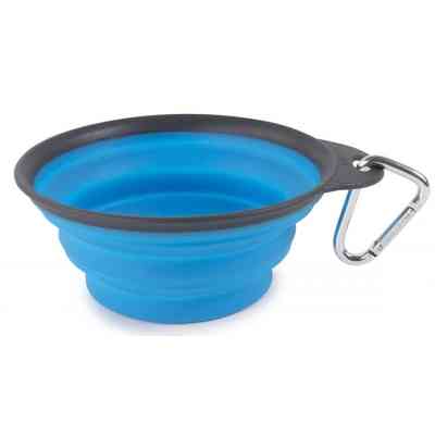 Посуд для собак Dexas Дорожня складна миска Тревел Кап з карабіном велика 480 мл (блакитна) (0084297309176) Вінниця