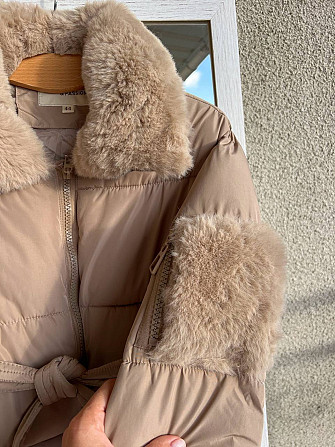 Куртка женская Snow Passion 6211 пилот с поясом мех удлиненная бежевая, бежевый, 46 Одесса - изображение 3