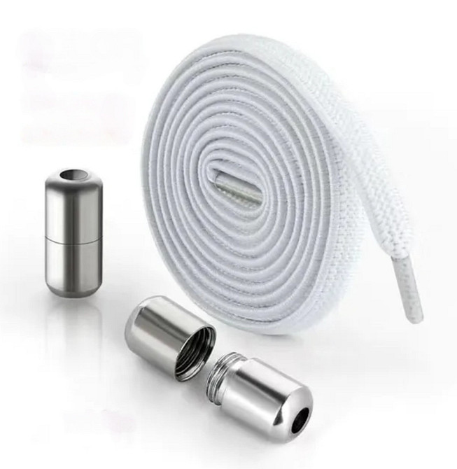 Шнурки еластичні без зав'язок з металевими зажимами Білий Смела - изображение 1