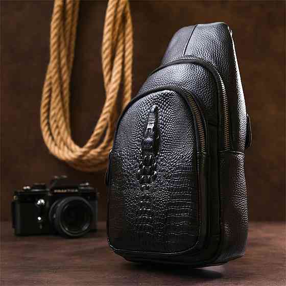 Модная кожаная мужская сумка через плечо Vintage 20673 Черный Киев