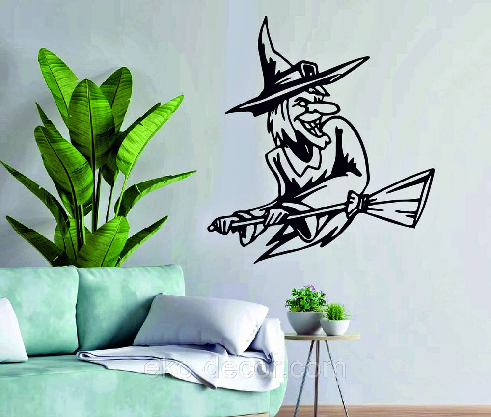 Декоративное настенное Панно «Ведьма с метлой», Декор на стену 70*64 см, Черный Киев - изображение 10