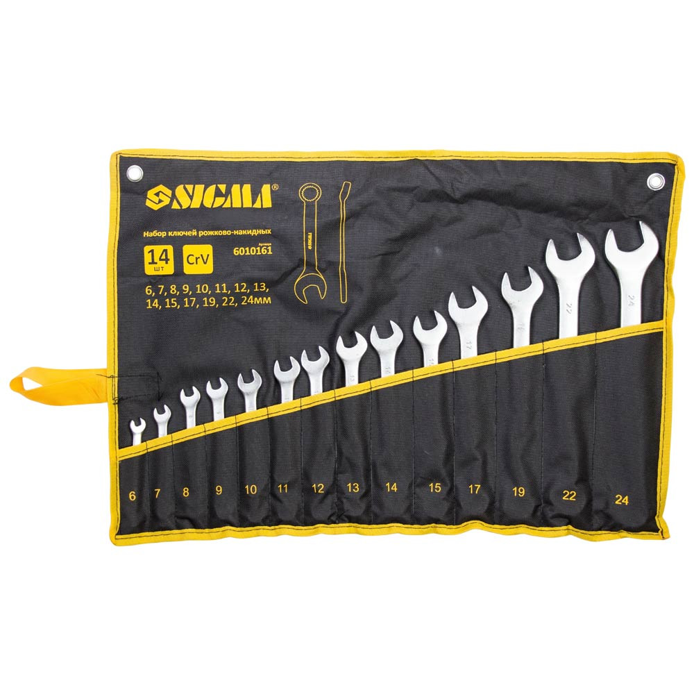 Sigma Ключи рожково-накидные 14шт 6-24мм CrV satine (тк чехол) SIGMA (6010161) Київ - фото 1