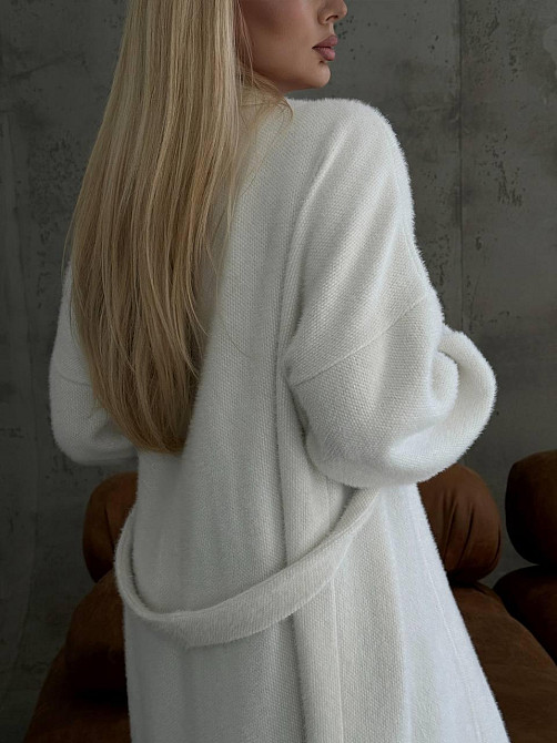 Жіночий затишний оверсайз кардиган з поясом альпака Одеса - фото 8