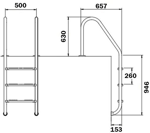 Сходи для басейнів Flexinox Standard Electropolished (3 сходинки). AISI-316L Київ - фото 2